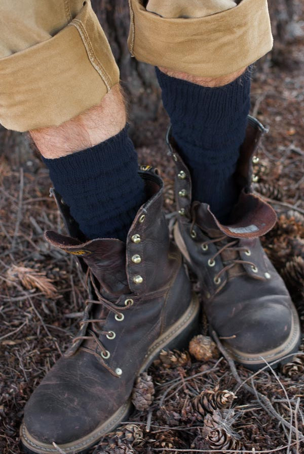 Cotton Slouch Socks - navy