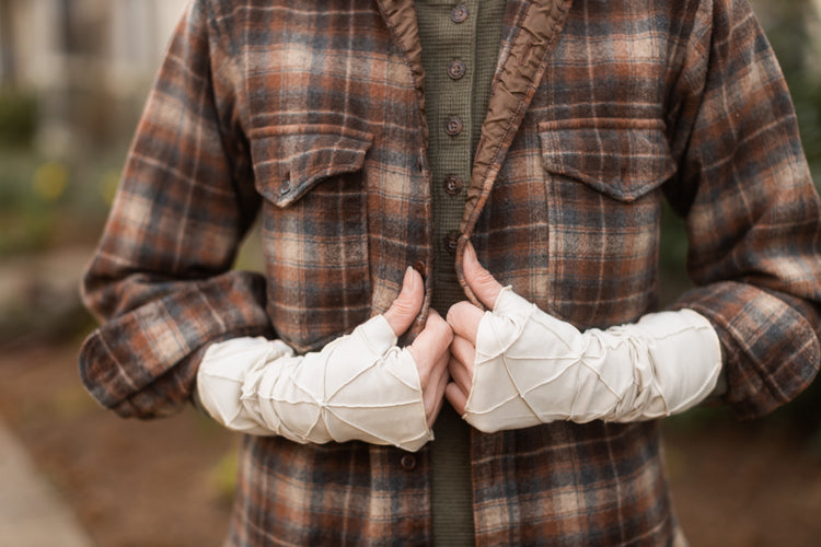 Textured Arm Warmers - Cream
