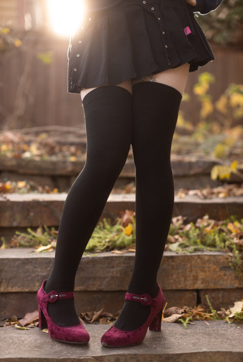Cozy Acrylic Extraordinary Thigh High - Black