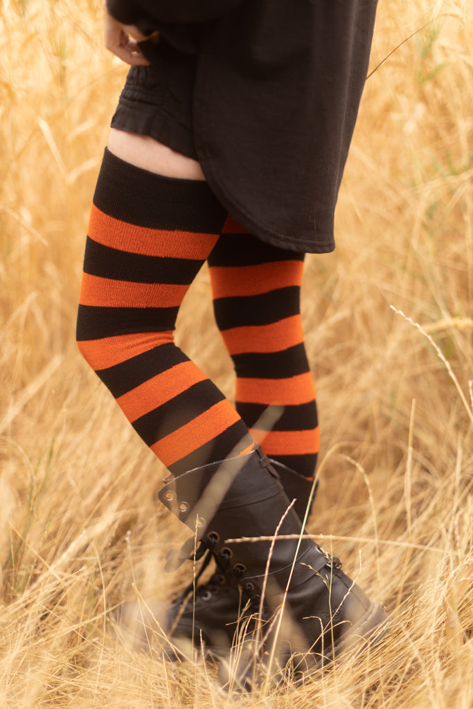 Longer Extraordinary Programming Socks - Black/Orange