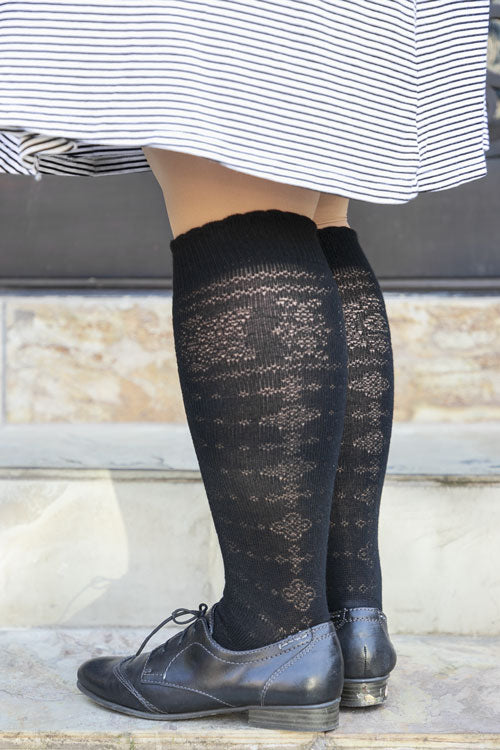 Knockout Bouquet Bamboo Knee High - Black