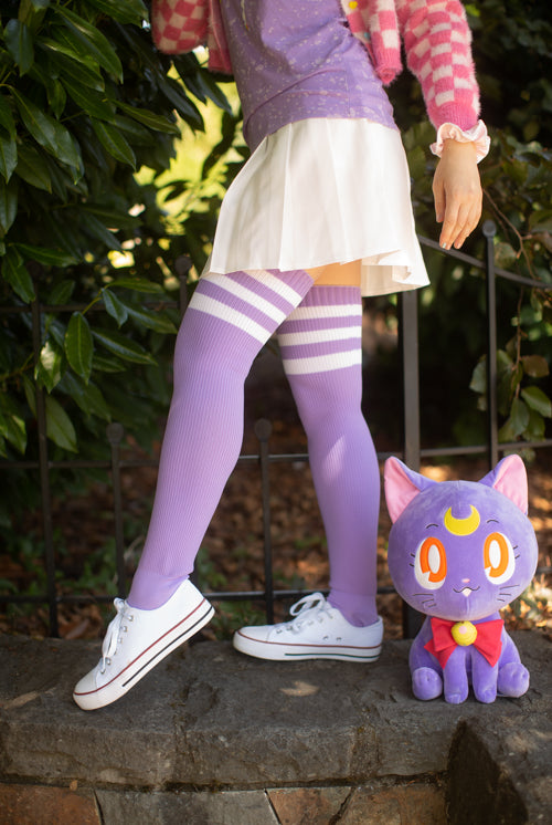Magical Kawaii Thigh High - Lilac with White