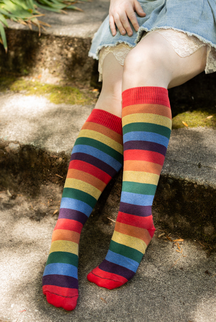 Wider Stripes Over the Rainbow Knee High