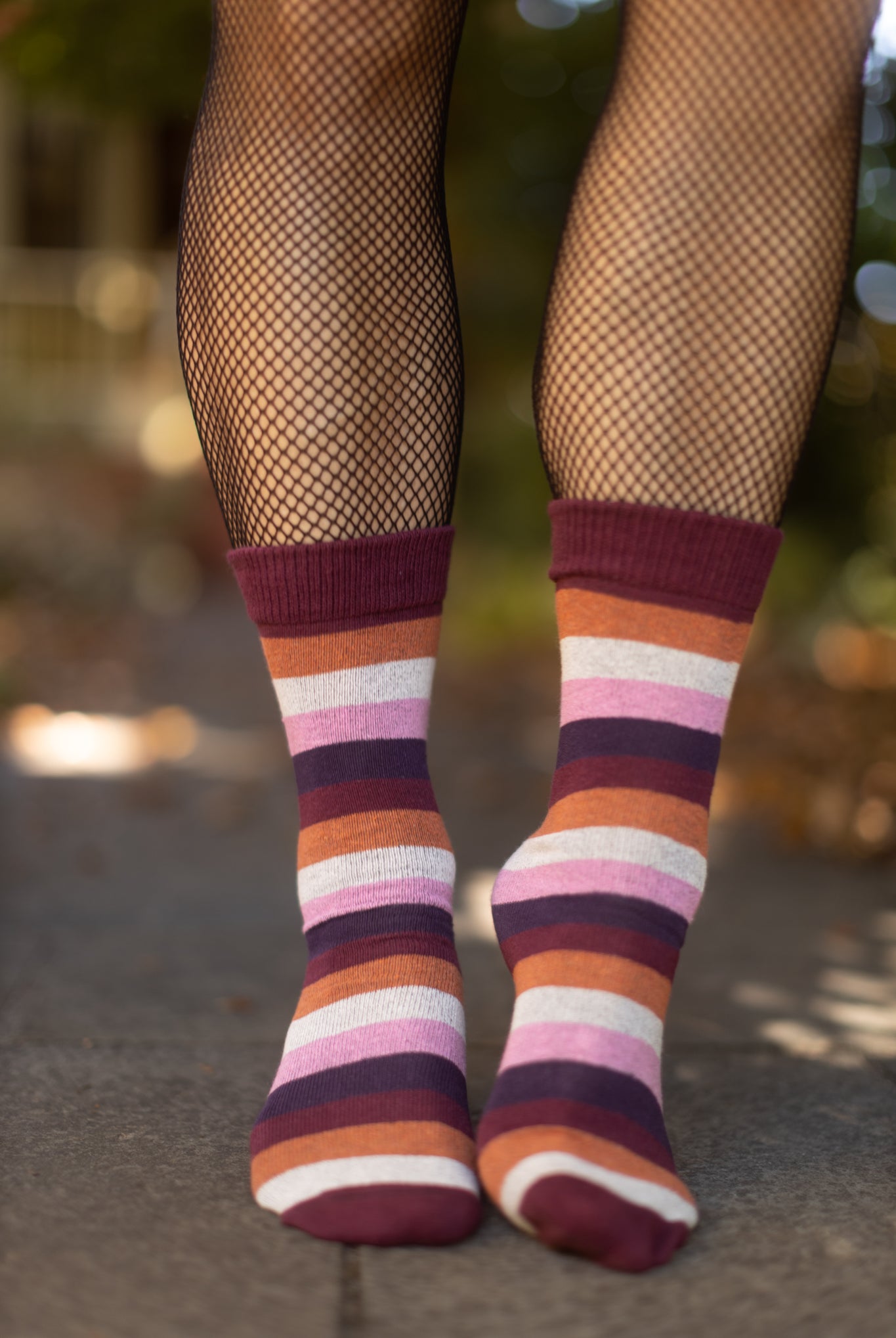 Pride Stripes Cotton Crew Socks - lesbian