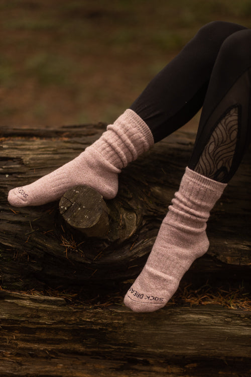 The Alaskan Crew - Merino Wool Hiking Socks - Baby Pink
