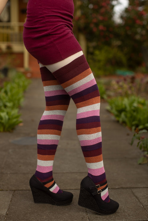 Pride Stripes Extraordinary Thigh High Socks - lesbian