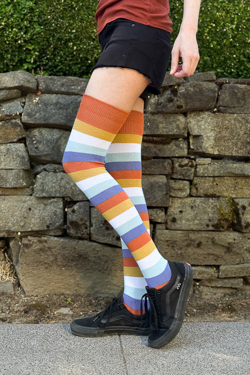 Pride Stripes Extraordinary Thigh High Socks - AroAce