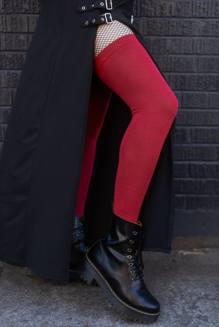 Longer Extraordinary Thigh High Socks - Red