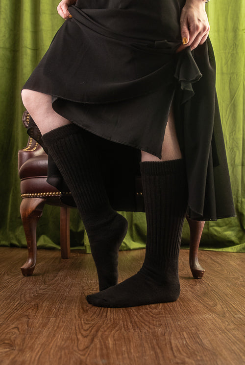 Cozy Cotton Bootsocks - Black