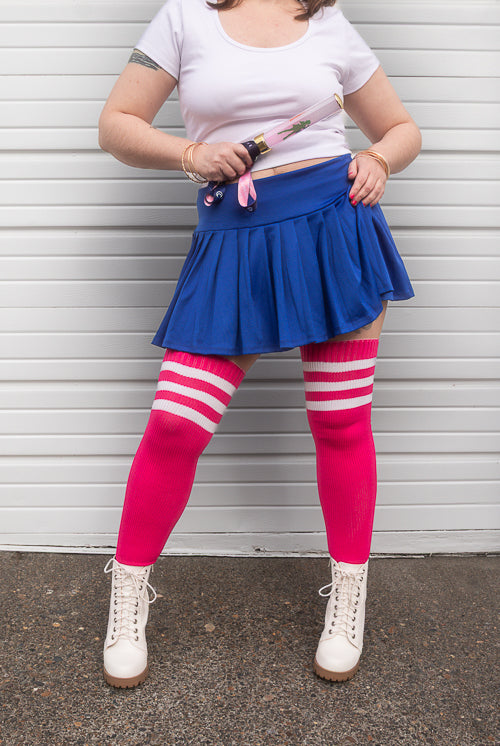 Magical Kawaii Thigh High in Fuchsia with White
