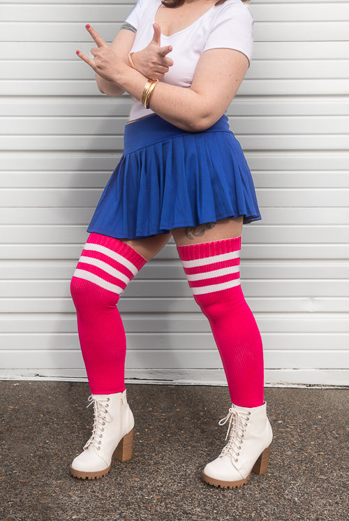 Magical Kawaii Thigh High in Fuchsia with White