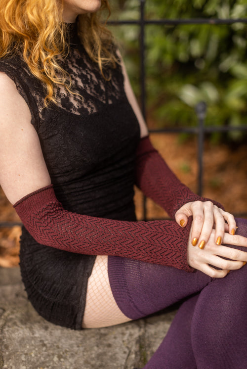 Chevron Sleeves - Dark Red and black