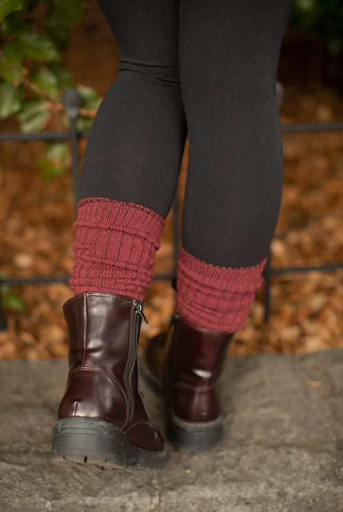 Cotton Slouch Socks - Dark Red