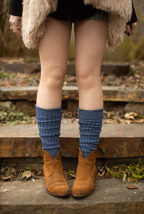 Cotton Slouch Socks - Denim