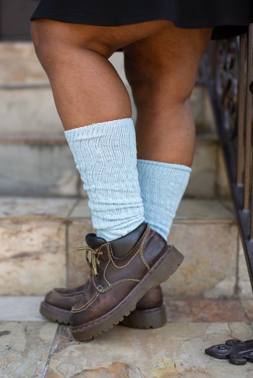 Cotton Slouch Socks - light blue