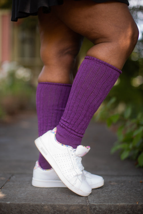 Cotton Slouch Socks - purple