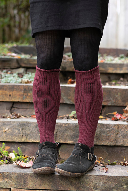 Cuffable Scrunchable Knee High Socks - Dark Red