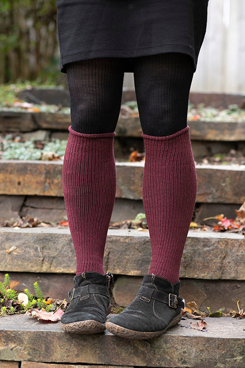 Cuffable Scrunchable Knee High Socks - Dark Red