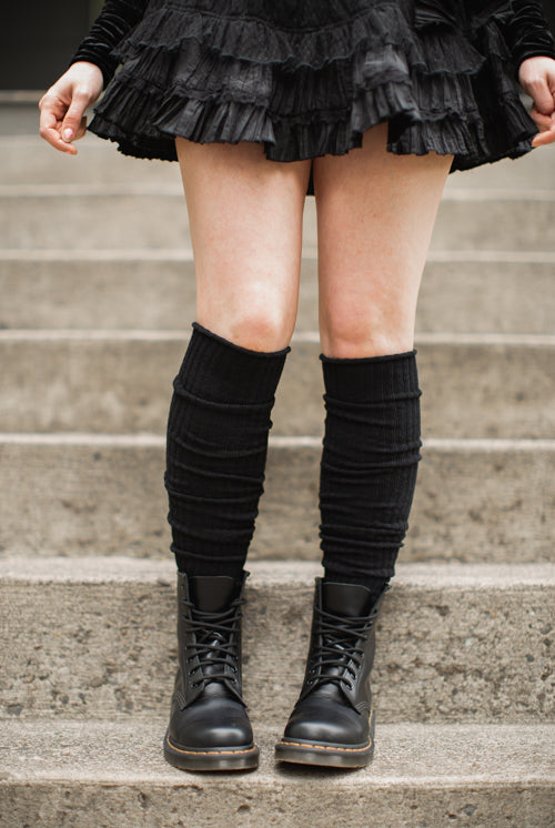 Longer Thicker Slouch Socks - Black