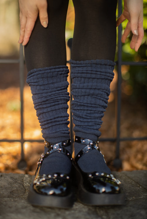 Longer Thicker Slouch Socks - Navy