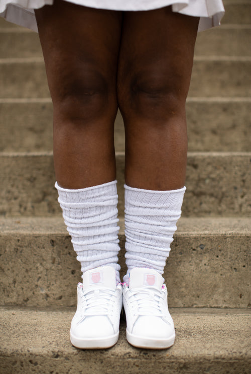 Longer Thicker Slouch Socks - White