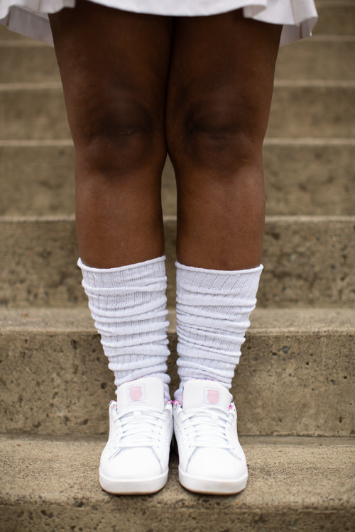 Longer Thicker Slouch Socks - White
