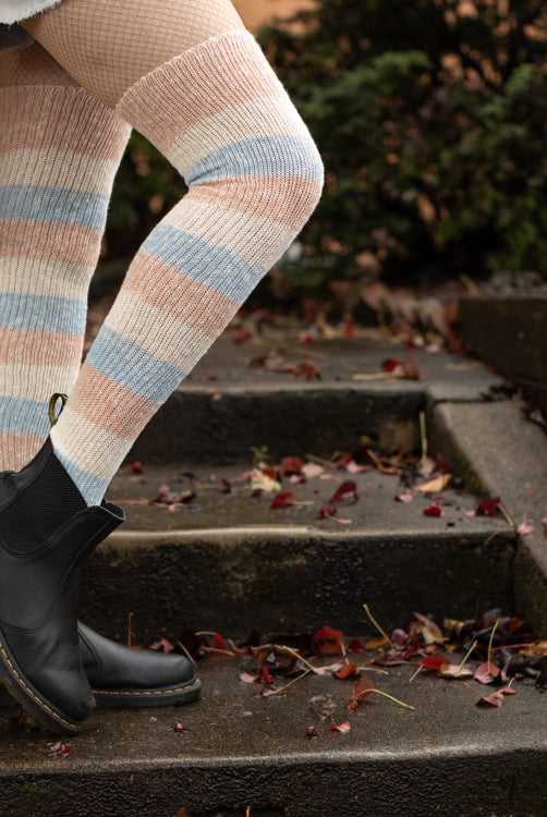Marled Cotton Candy Stripes Thigh High