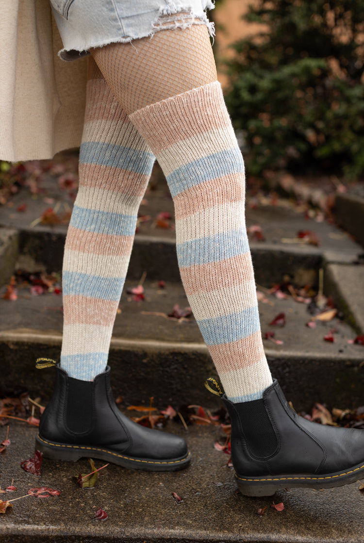 Marled Cotton Candy Stripes Thigh High