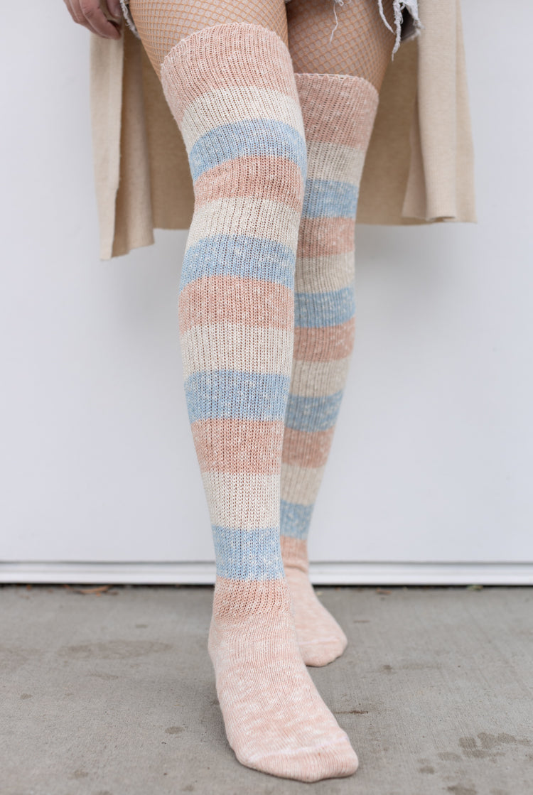 Marled Cotton Candy Stripes Thigh High