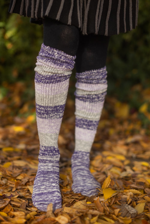Marled Stripe Knee Socks - Amethyst