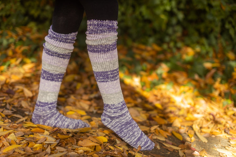 Marled Stripe Knee Socks - Amethyst