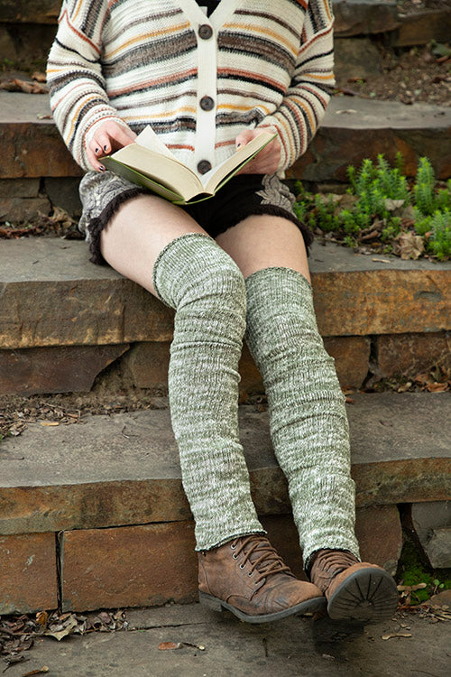 Marled Scrunchable Leg Warmer - olive