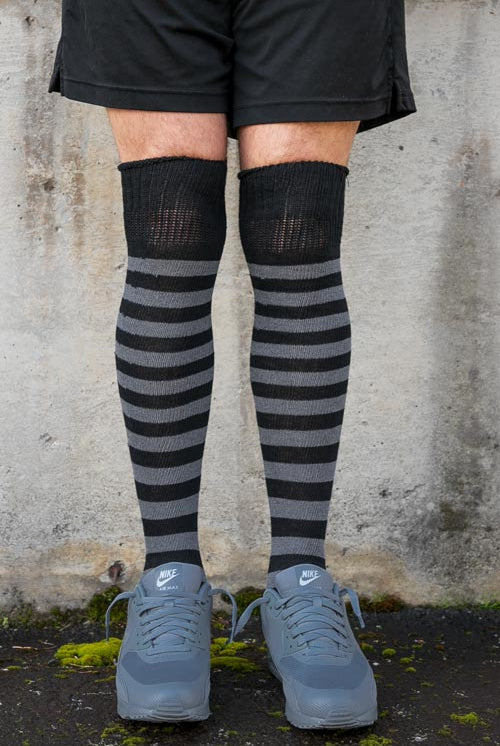 Super Stripes Knee Socks - Black/Charcoal