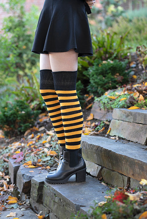 Super Stripes Knee Socks - Black/Gold