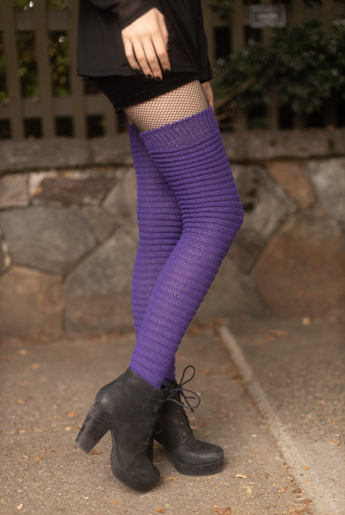 Slinky Thigh High Socks - Purple