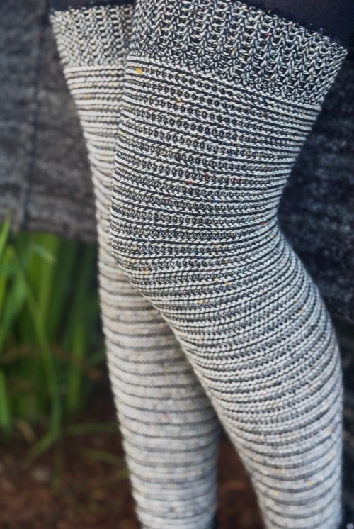 Slinky Confetti Thigh High Socks -Sweet Cream Striped Confetti