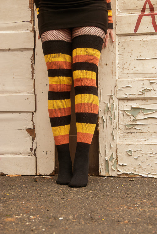 Trick or Treat Stripes Thigh High