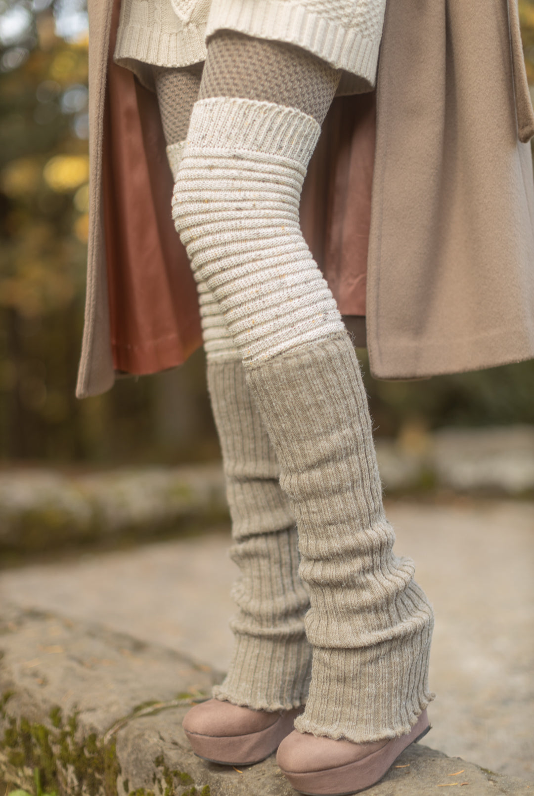 Ribbed Knit Leg Warmers in Mocha