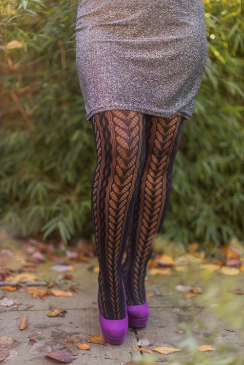 Plus Size Braided Swirls Net Tights