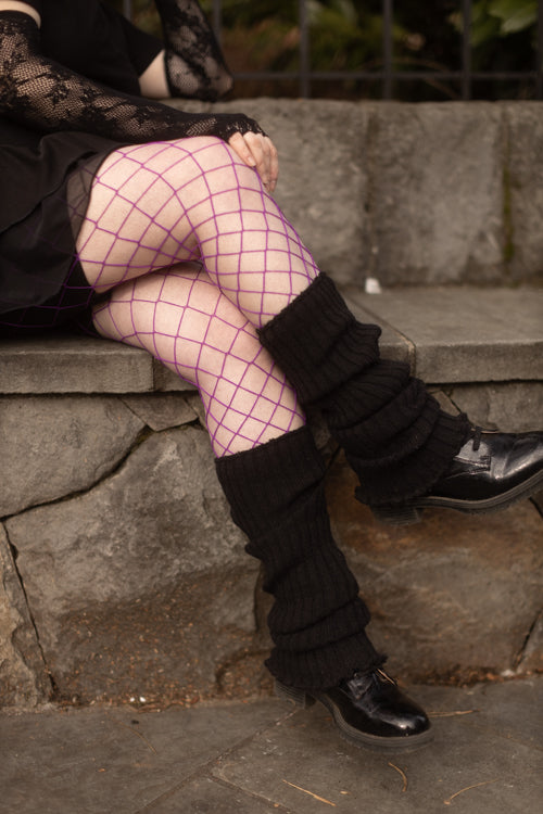 Diamond Net Pantyhose -Purple