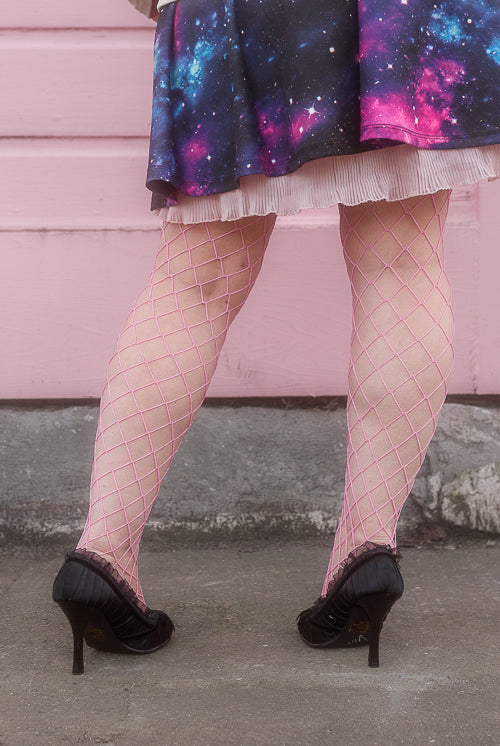Diamond Net Pantyhose - pink