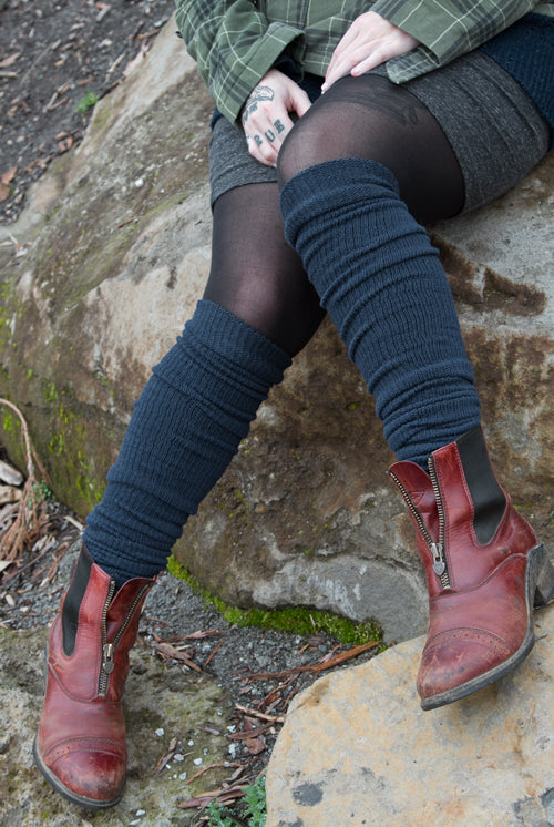 Long Cuffable Scrunchable Socks - Navy
