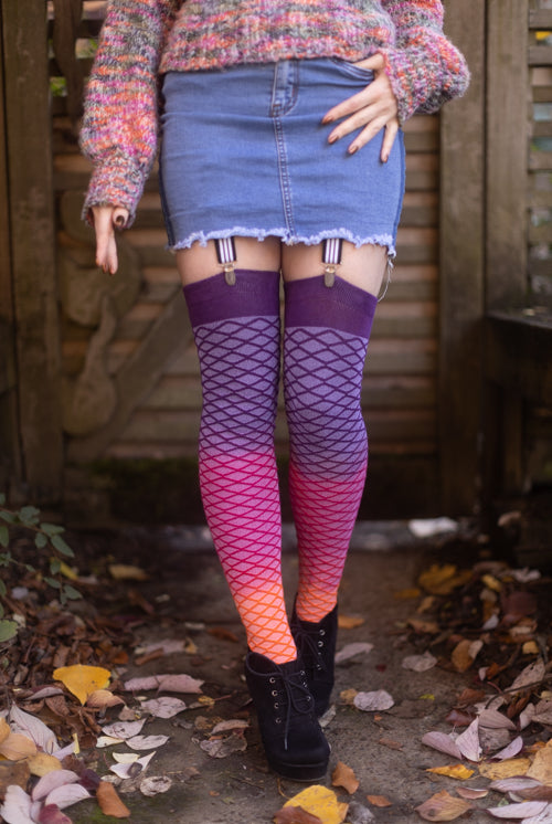 Mermaid Dip Dyed Extraordinary Thigh High - Neon Sunset