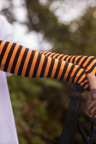 Striped Nylon Arm Warmers - Black and Orange