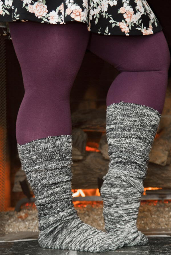 Marled Slouch Socks - black