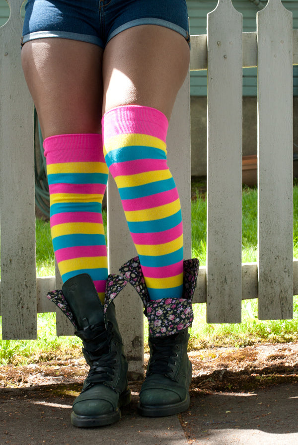 Original Pride Thigh High Socks - Pansexual