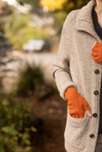 Wool Fingerless Gloves - Pumpkin