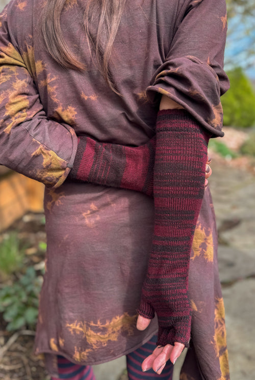 Longer Spaced Dyed Fingerless Gloves