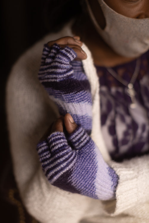 Space Dyed Fingerless Gloves - purple