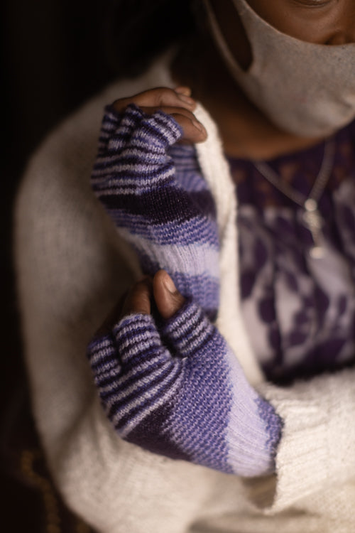 Space Dyed Fingerless Gloves - purple